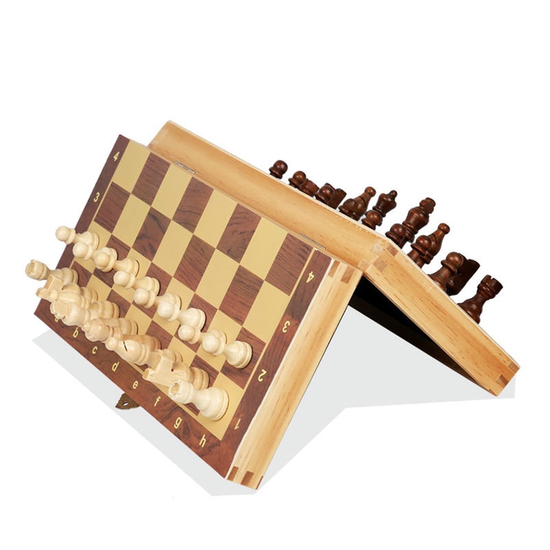 Compre Mayitr 34*34cm Grande Conjunto de xadrez de madeira dobrável peças  tabuleiro de madeira